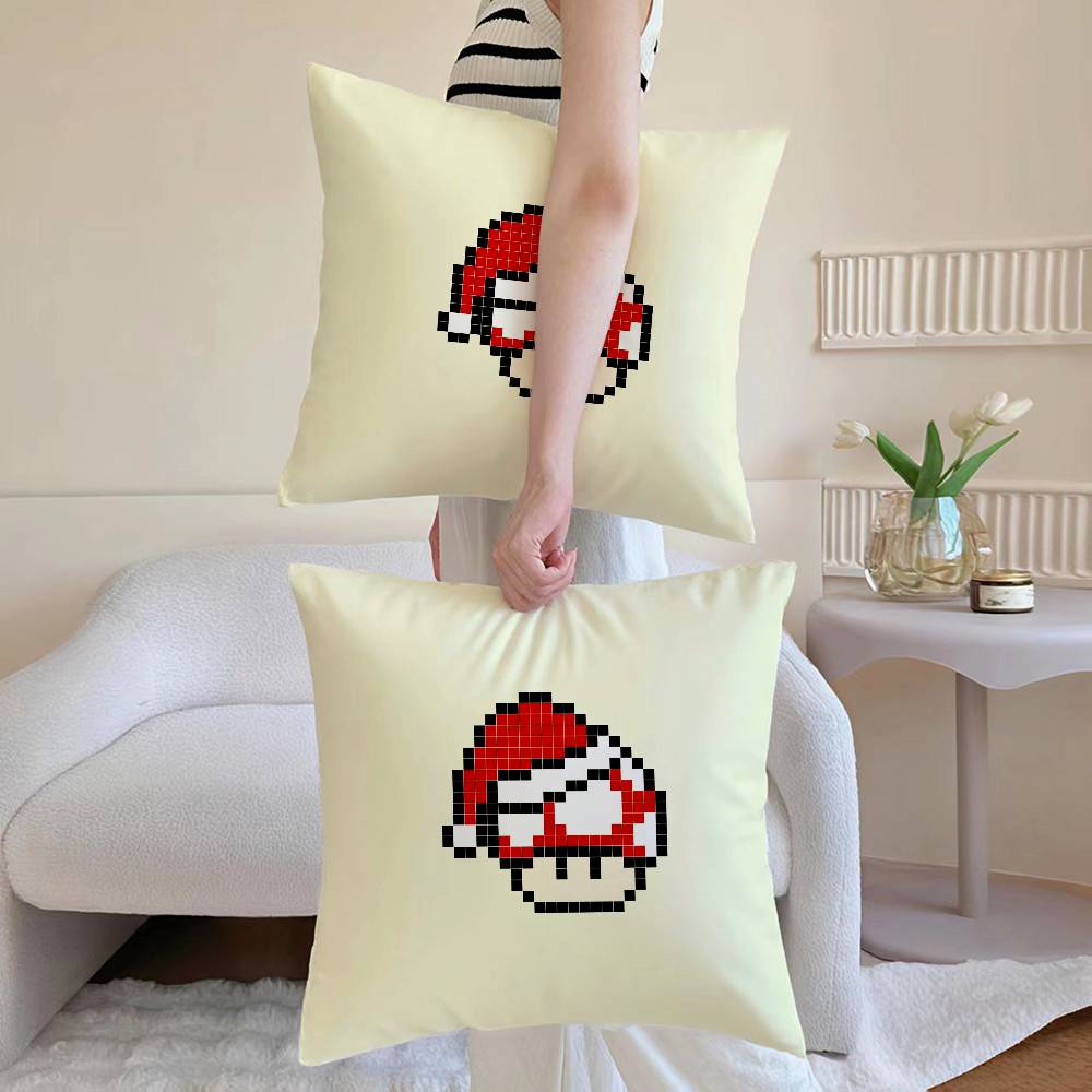 Mushroom Christmas Outfit Pillow Case Sofa and Living Room Decorative Cushion Covers Dust-proof and Mite-proof Invisible Zipper