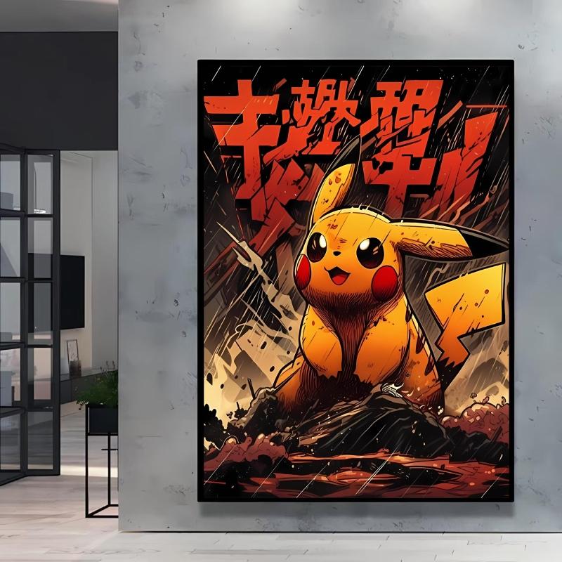 Canvas Poster Pokemon Pikachu Cartoon Picture Lasting Colors Children Gifts Classic Home Living Room Walls Decorative Painting