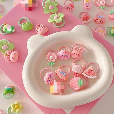 10 шт., мини-детская повязка для волос Kawaii, эластичная веревка для волос с мультяшным цветочным принтом и животными для маленьких девочек, маленькая повязка для волос, прекрасный головной убор