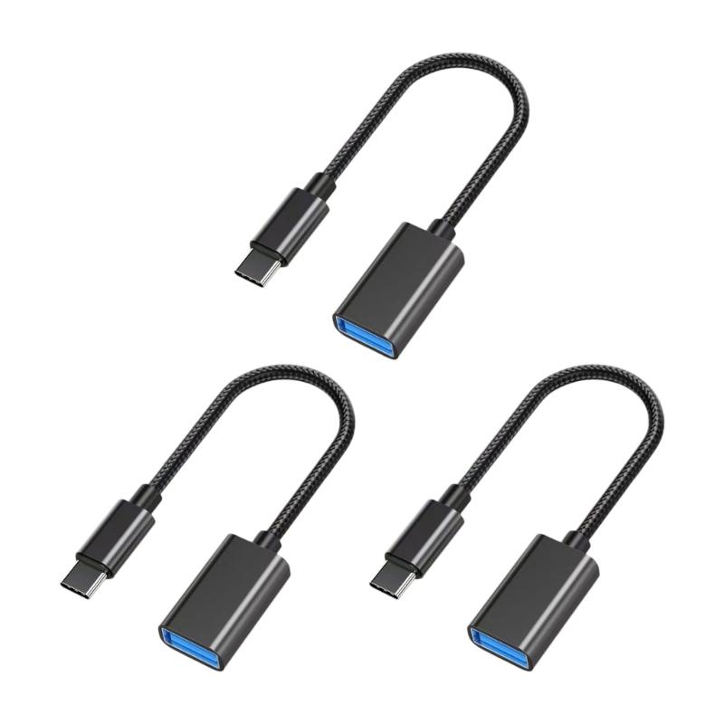 3 шт./комплект Type C на USB 2.0 Female OTG кабель для телефона, планшета, подключения USB-накопителя, мыши, клавиатуры, с плетеным дизайном
