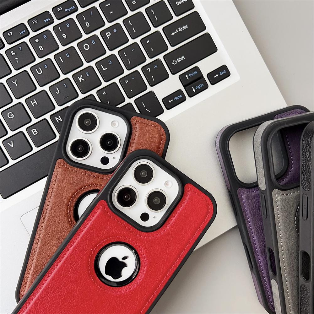 Роскошный Бизнес-чехол из ПУ-кожи и Коровьей кожи для iPhone 17 17Air 11 12 13 14 15 16 Pro Max Plus С отверстием для логотипа Ударопрочная Защитная крышка