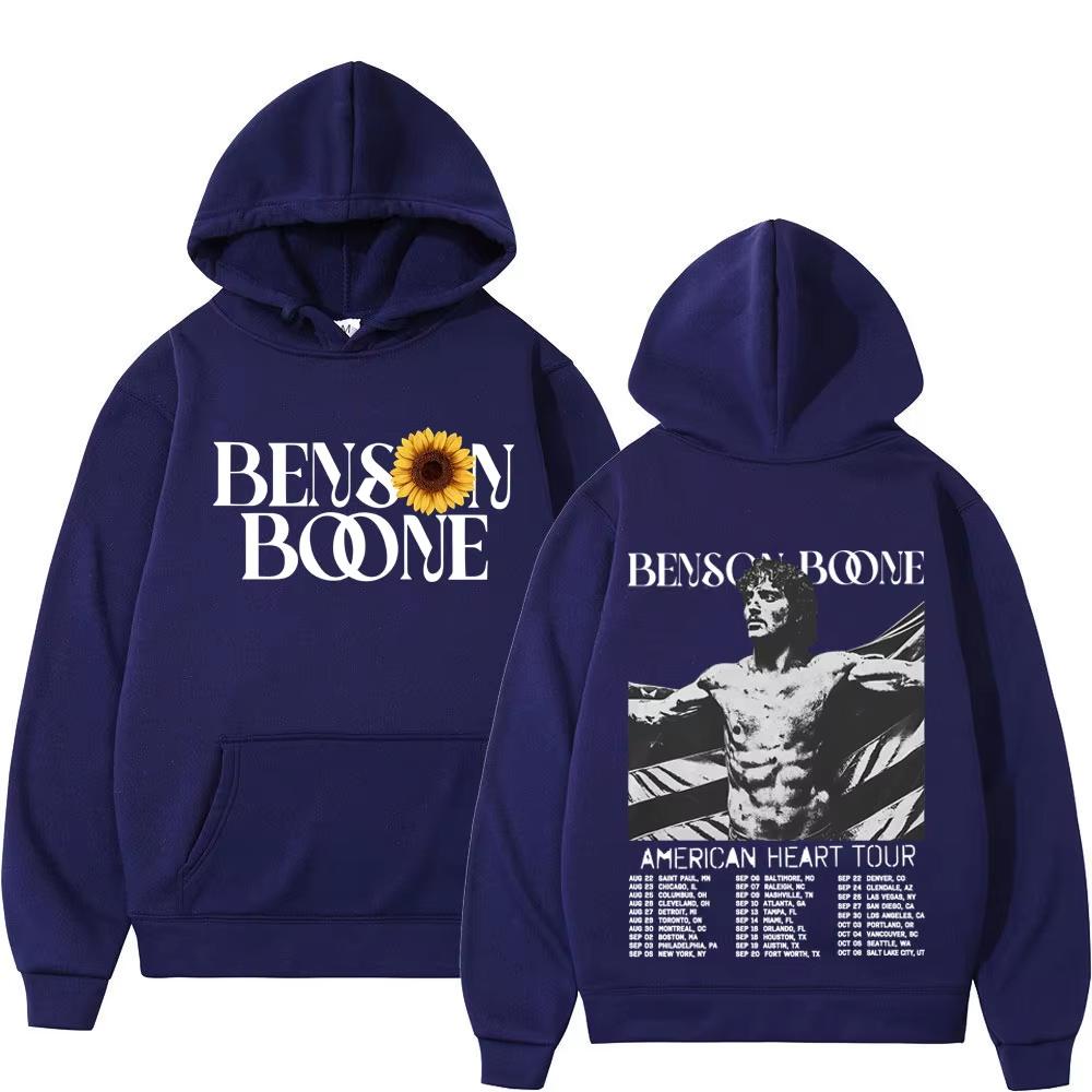 Худи Benson Boone American Heart Tour Мужские Женские Модные Толстовки с Капюшоном Винтажные Повседневные Оверсайз Пуловеры