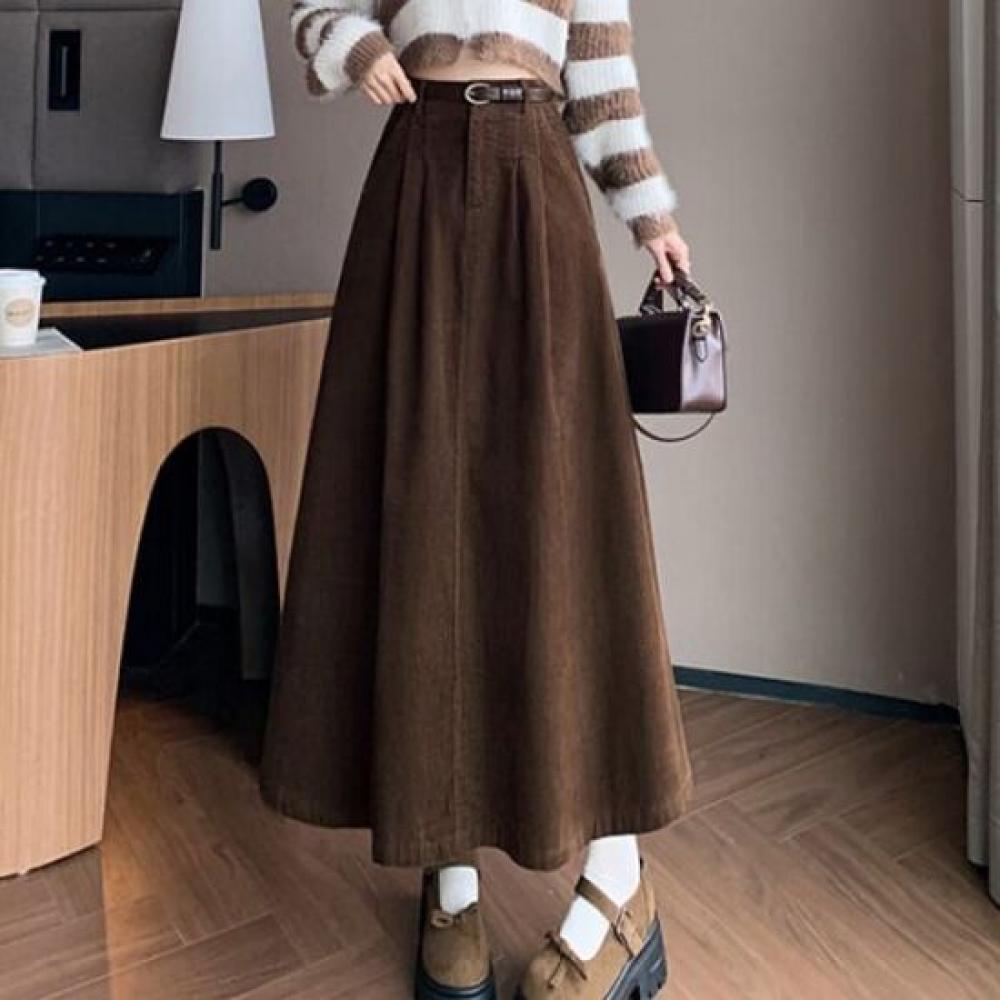 Navava Womens Vintage Corduroy Long Skirt Ns404