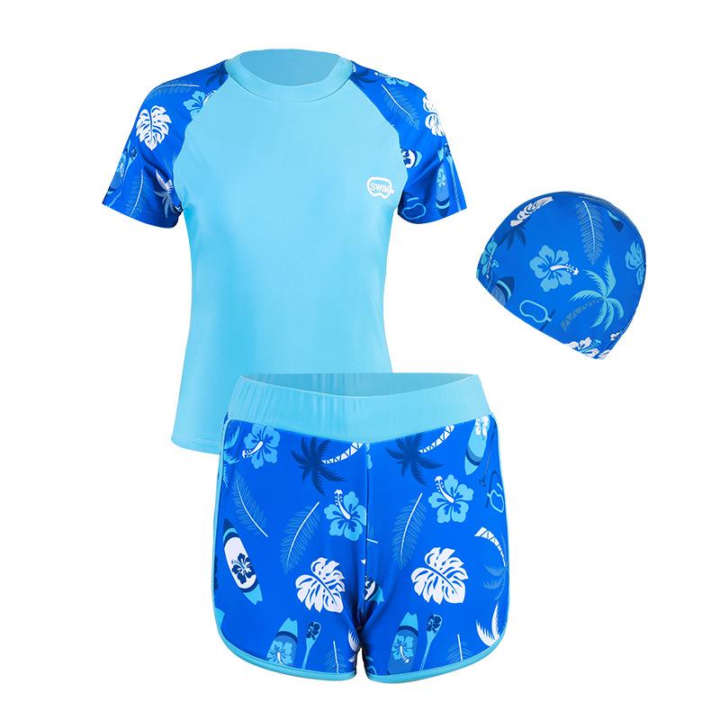 Plus Size Girls' Sun Protection Swimwear, Quick-Dry Split Design for Big Kids