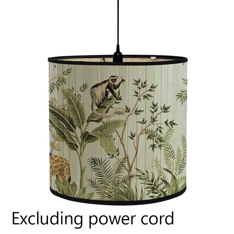 Абажур с цветочным принтом птицы, складной ретро бамбуковый абажур, абажуры ручной работы с зелеными растениями