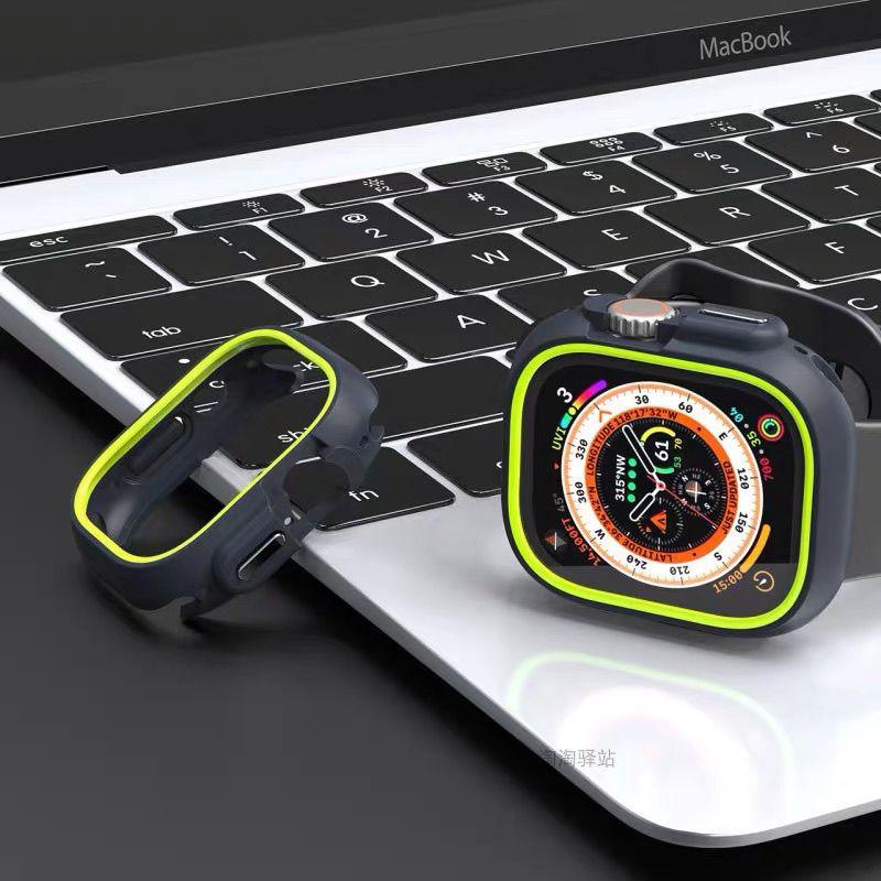 Чехол для Apple Watch Ultra1/2 - двухцветный противоударный чехол из ПК+ТПУ с защитой от царапин на половину корпуса для iWatch S9/8/7/6/5/4/Ultra1/Ultra2 49 мм 45 мм 44 мм 41 мм