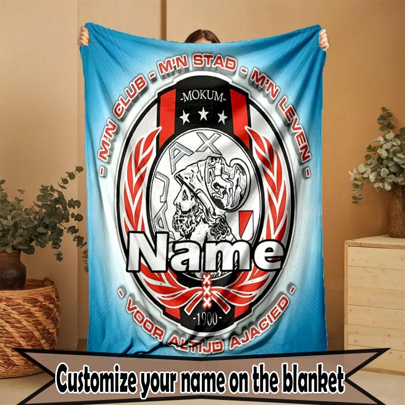 Custom Name Personalized Ajax Print Blanket, Home Decor, Bedroom, Sofa, Camping, Couch, Gifts for Birthday Christmas