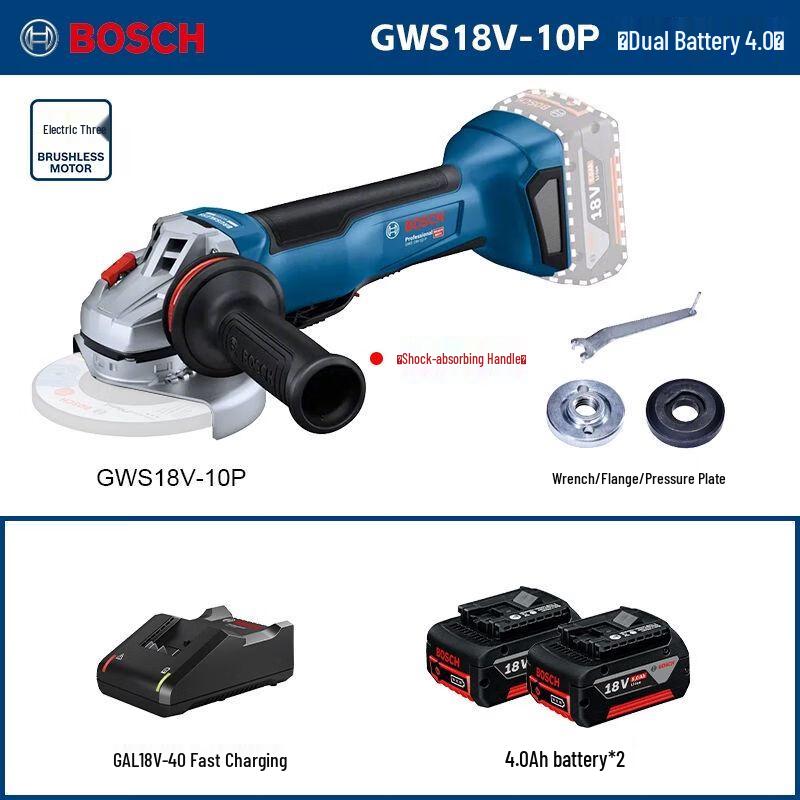 BOSCH GWS18V-10P/15P Heavy-Duty Cordless Angle Grinder CN plug (adapter included)