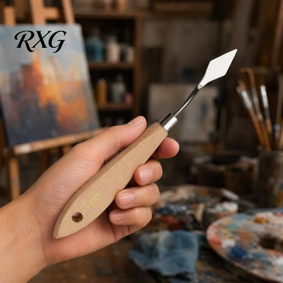 Oil Painting Scraper Scraper, Stainless Steel Palette Knives with Wood Handle Art Tool for Mixing Scraping And Layering Acrylic Paint Supplies