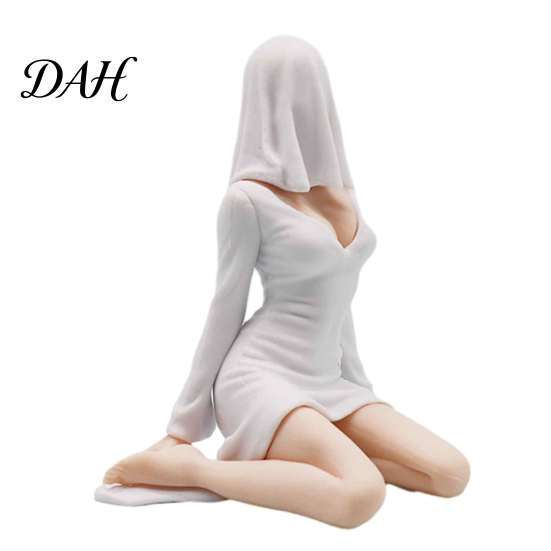 Halloween Ghost Girl Figurine Faceless Figurines, Spooky Lady Car Dashboard Cute Gift Ornament, Gothic Desktop Statue Decor for Home Office Decoration