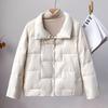 МОДНАЯ антисезонная куртка-пуховик женская короткая 2024 новая свободная белая утиная пуховая куртка с воротником-стойкой модная маленькая легкая куртка Одежда