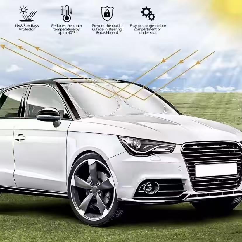 Car Windshield Sun Shade Visor UV Protection Shield For VW GTI Polo Golf Passat Tiguan Arteon Touareg Taigo Caddy Jetta Hub Cap zq0