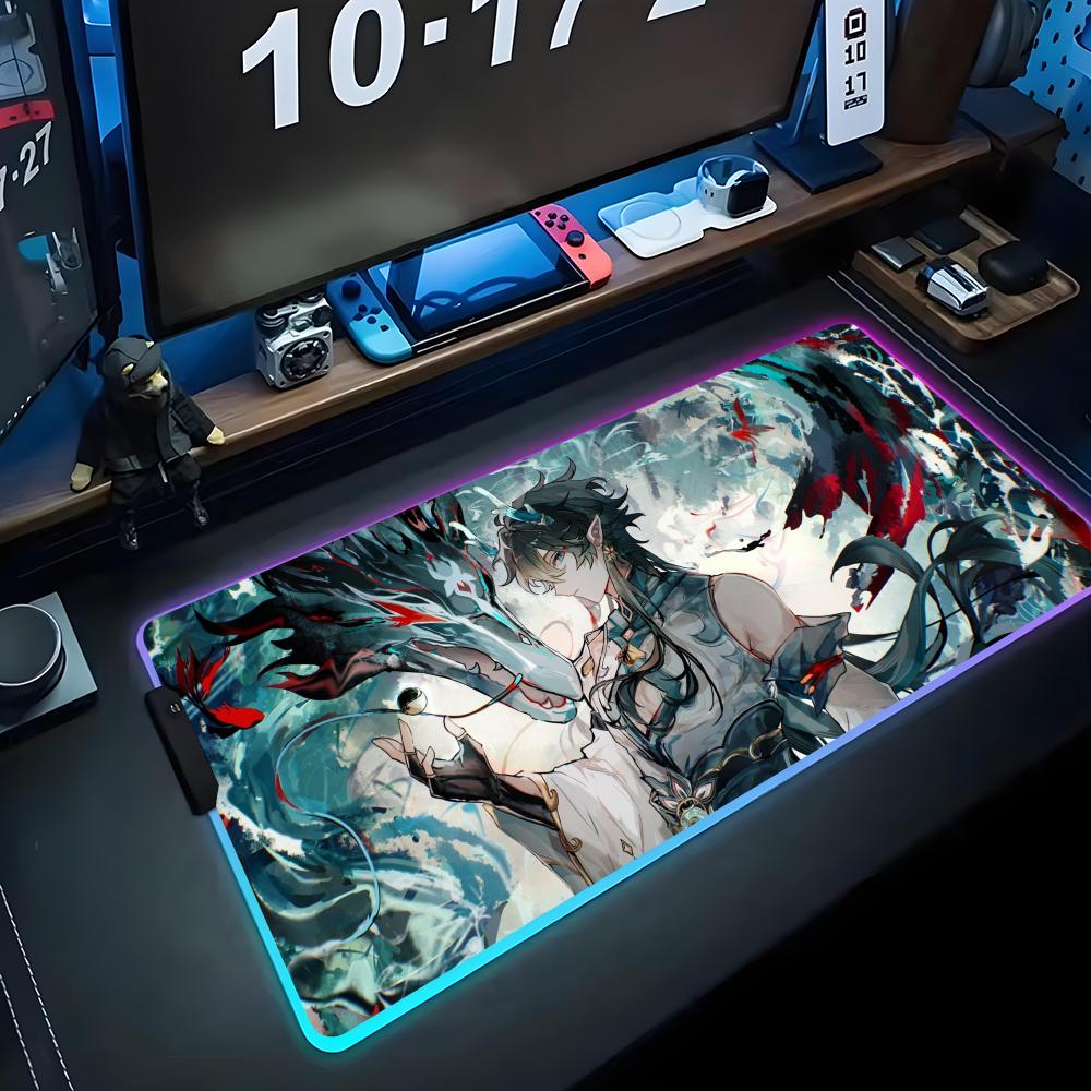 Dan heng Коврик для мыши RGB Игровой коврик для мыши Большой светодиодный коврик Настольный коврик для ПК Светящийся коврик для мыши Большие коврики для клавиатуры Ковер для стола с подсветкой