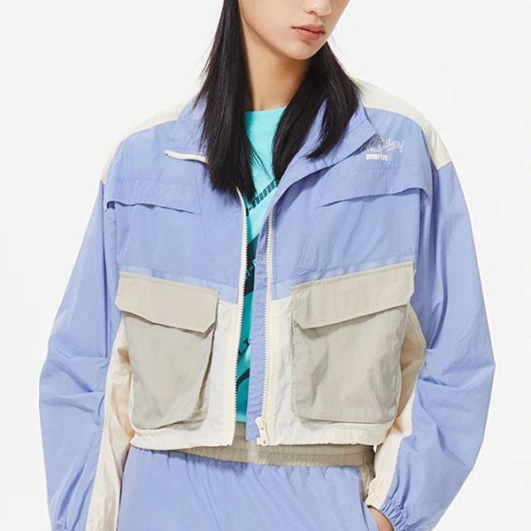 Li-Ning Anti-Five Series Color Block Stand Collar Loose Jacket Women Jacket Dark-Blue Purple AFDS086-2
