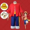 Костюм для косплея One Piece Костюм для косплея Luffy Одежда для косплея Куртка Соломенная шляпа Обувь Парик Костюм