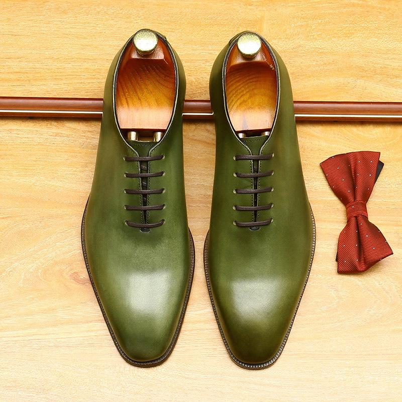 Мужские туфли дерби из натуральной кожи ручной окраски с заостренным носком - Британский формальный стиль
