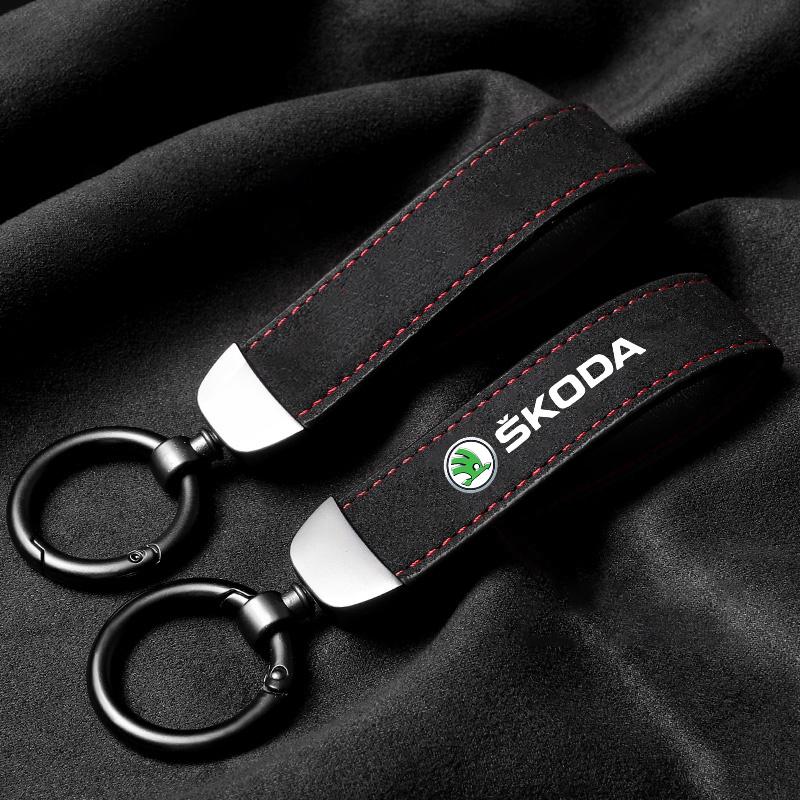 CAPR9 Брелок для ключей автомобиля Подвеска Замшевая кожаная держатель для брелоков для Skoda Octavia Kodiaq Superb Yeti Roomster VRS Rapid Kodiak Аксессуары