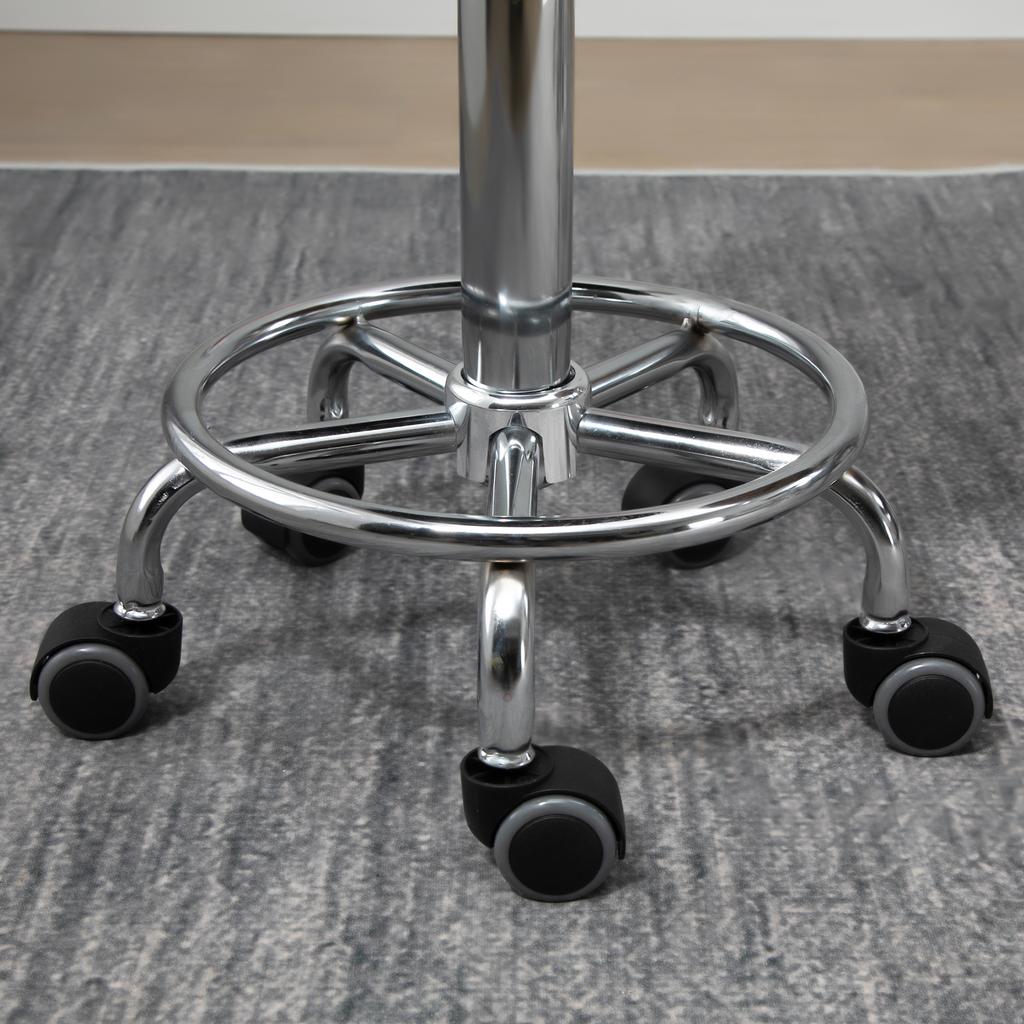 Rolling Stool with Backrest 57-72 cm Height-Adjustable Swivel Stool for Office Salon Massage