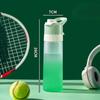 Trendy Gradient Spray Water Bottle Outdoor Sports Water Bottle for Men Women Students High Capacity Spray Plastic Cup