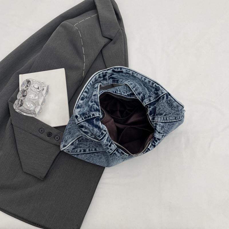 Vintage Denim Women Totes Brand Fashion Causal Shoulder Bag Large Capacity Female Shopper Hobo Armpit Bag CLE