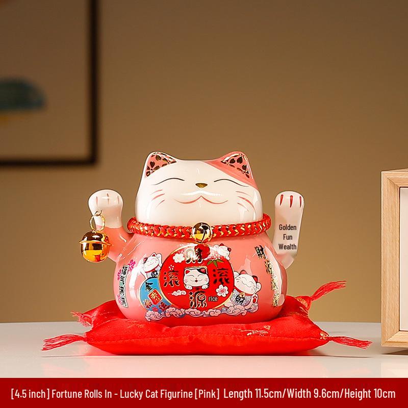 Fortune Cat Figurine Set: Automatic Waving Hand Decoration for Shop and Home