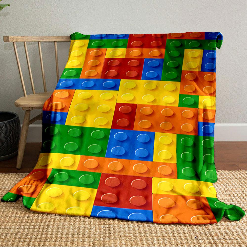 Colorful Building Blocks Pattern for all seasons blanket lunch break throw gift