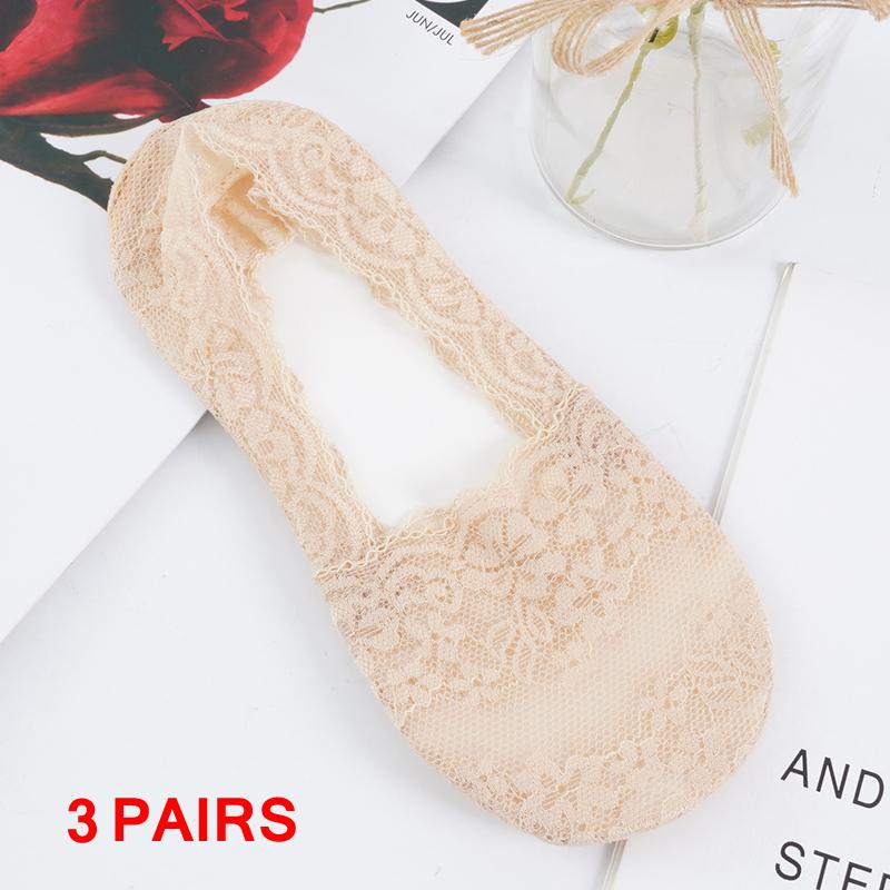 1/3 пары женских невидимых хлопковых подошв, нескользящие тапочки, носки-лодочки для девочек, летние носки из силикагеля с вишневым цветочным узором и кружевом