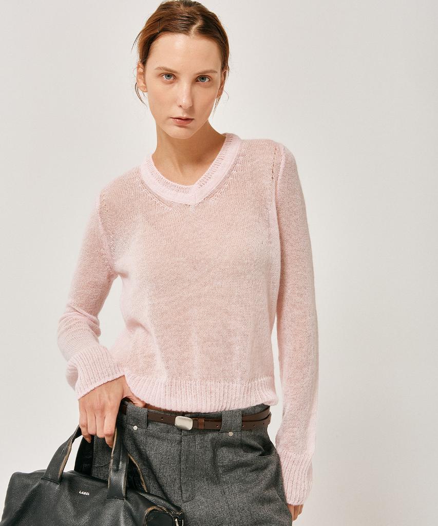LABELARCHIVE W Linus Mohair Sheer Knit Blush Pink