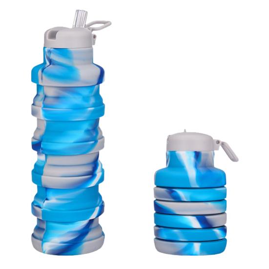 500ML Collapsible Silicone Water Bottle Leak Proof Twist Cap BPA Free Reusable Lightweight Foldable Sports Bottle for Hiking Travel