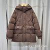 Small medium and long white goose down jacket for women's winter new A-shaped version thickened hooded red coat