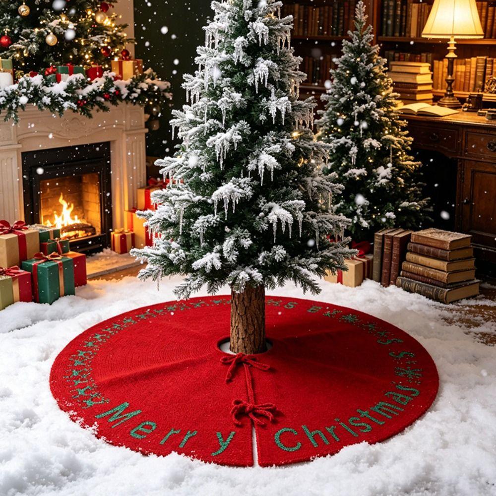 Thick Material Xmas Tree Mat Plush Fabric Holiday Tree Decor Christmas Tree Skirt Home