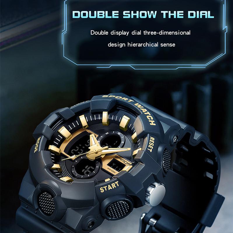 Новые мужские молодежные студенческие часы SANDA, модные трендовые светящиеся персонализированные электронные часы для занятий спортом на открытом воздухе