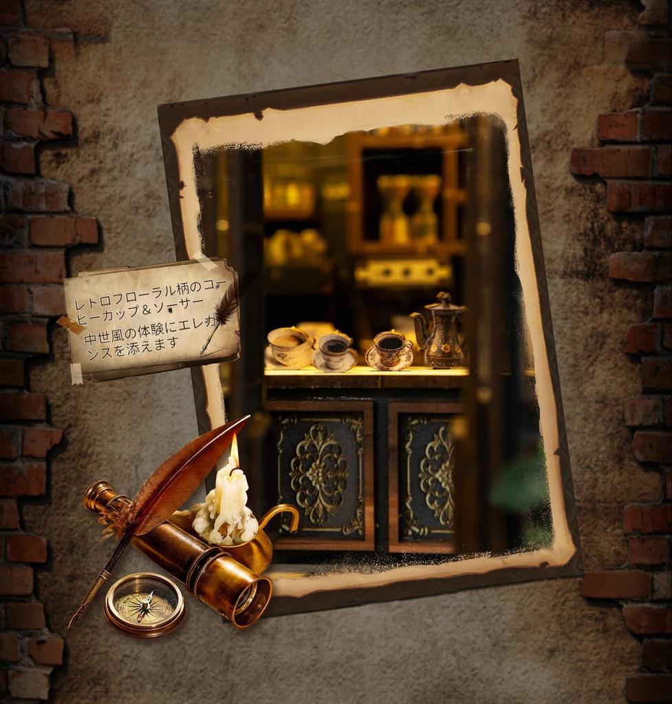 Pixie Curio Dollhouse Miniature 3D Wooden Medieval Style LED Touch DIY Bookshelf Book Nook Coloring Instructions Popular Birthday Gift for Teens and