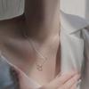 S925 Sterling Silver Necklace with Interlocking Circular Rings, Cat Necklace, Female Kitten Neck Chain, Collarbone Chain