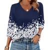Women's T Shirt Print 3/4 Sleeve Daily Weekend Fashion Basic V- Neck Regular Top