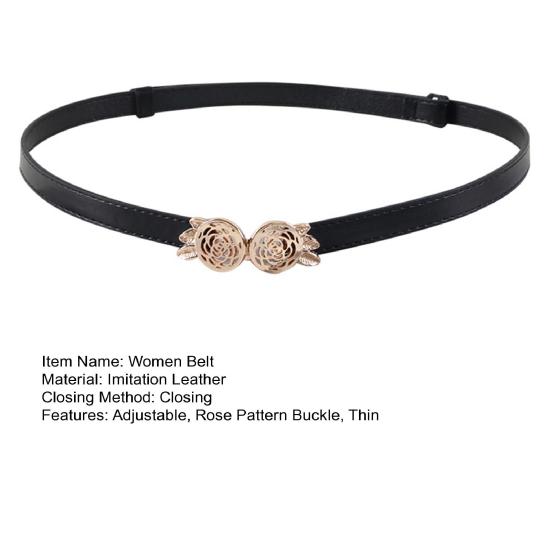 Женский ремень регулируемый из искусственной кожи с пряжкой с розовым узором пояс для платья рубашки свитера пальто аксессуар