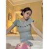 Short-sleeved T-shirt women's summer new playful necklace puppy print Korean slim-fitting and thin design top