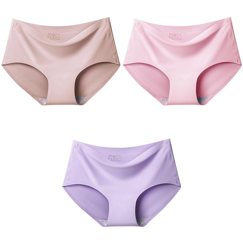 3 шт./компл. Большой размер XXL Бесшовные женские трусики со средней посадкой, Женское дышащее нижнее белье, Ластовица из ледяного шелка, Кружевное нижнее белье
