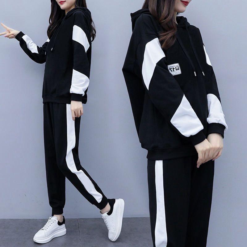 Женский зимний утепленный повседневный костюм с капюшоном и длинными рукавами + брюки, комплект из 2 предметов