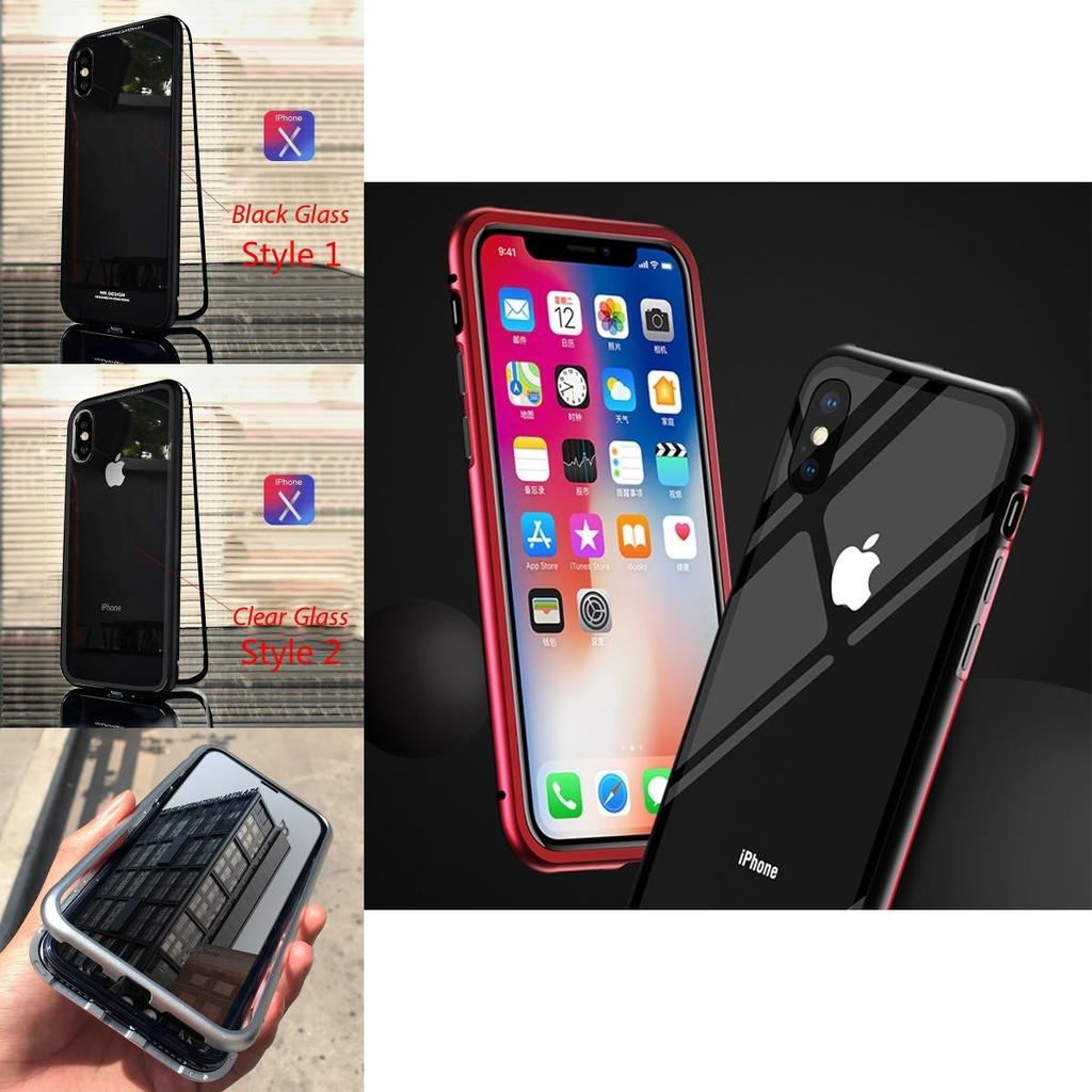 Магнитный флип-кейс для iPhone X 8 7 Plus Прозрачная защитная пленка из закаленного стекла Чехлы для телефона