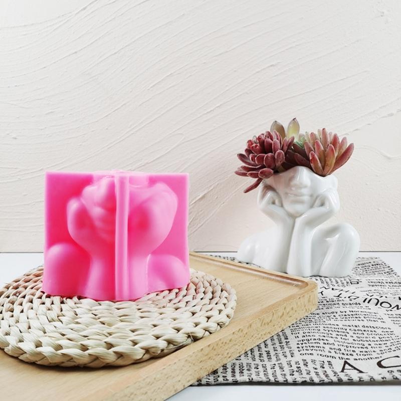 Силиконовая форма для цветочного горшка, бетонная цементная форма для горшка для растений, форма для цветочного горшка, форма для эпоксидной смолы, держатель для кистей для макияжа, форма-органайзер