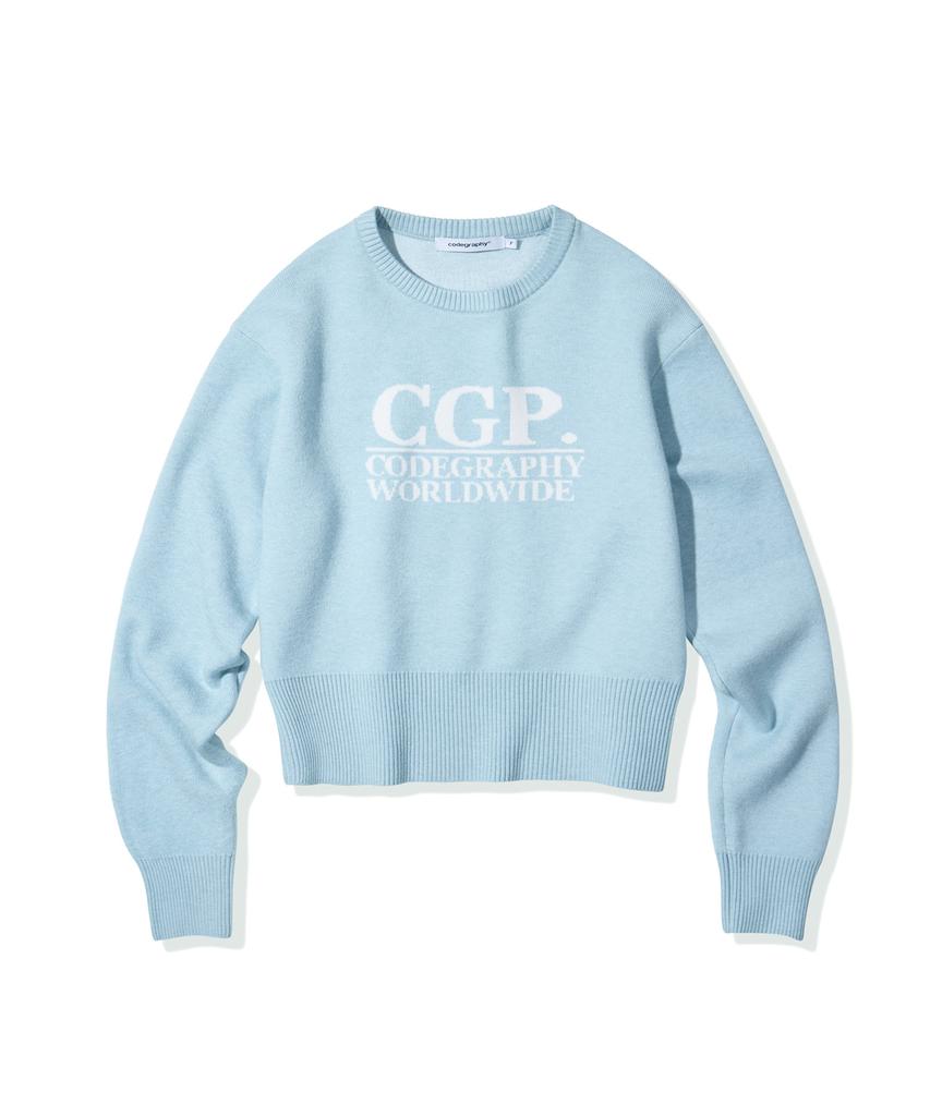CGP (женщины) Вязаный джемпер CGP с квадратным логотипом_Небесно-голубой