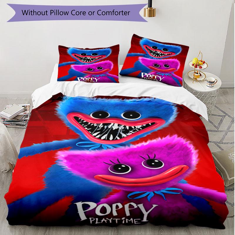 3pcs Duvet Cover Set (1*Duvet Cover + 2*Pillowcase, Without Core), Huggy Wuggy Print Soft All‑Season Bedding Set, Home Bedroom Decor Gift