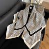 Color block silk scarf Korean version printing color matching scarf twill silk large square scarf 91x91cm shawl sunscreen travel headscarf