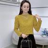 Элегантный бархатный кружевной базовый слой в французском стиле: Женский зимний облегающий теплый топ