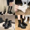 Chic Elastic Ankle Length Riding Boots For Women With Sturdy Mid Heel Support