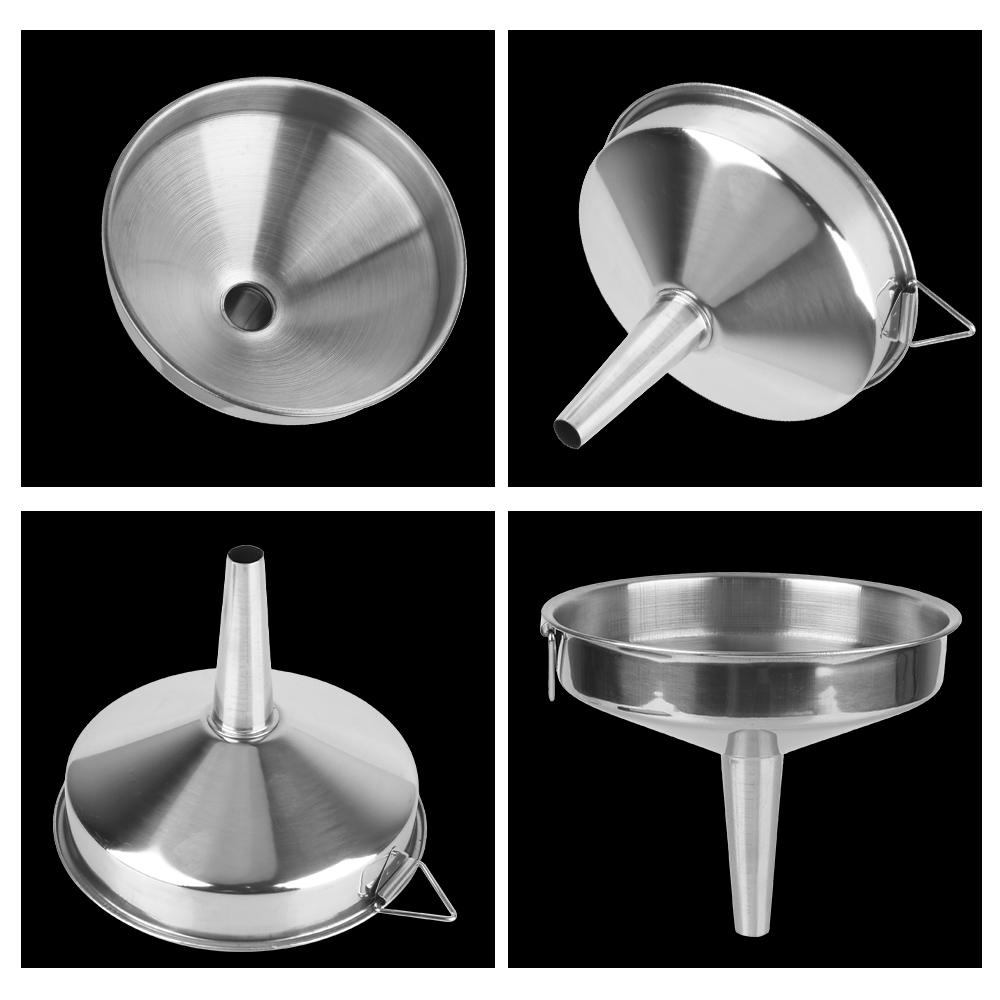 Stainless Steel Bar Wine Beer Oil Flask Funnel With Detachable Filter Wide Mouth Funnels For Canning Kitchen Tools Metal Funnel