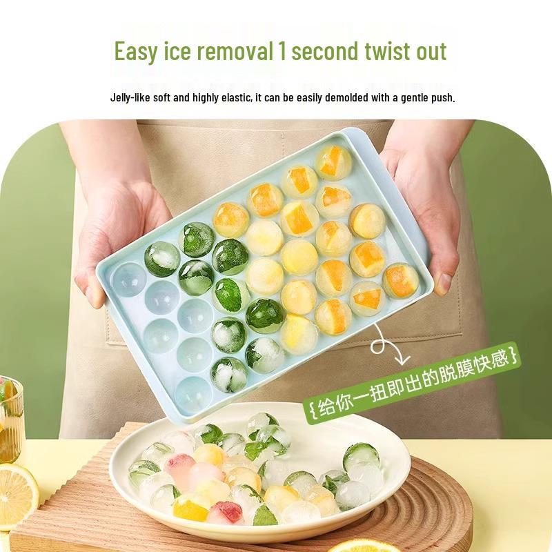 Формы для сферических кубиков льда пищевого класса с крышками - Креативные домашние лотки для льда для морозильной камеры