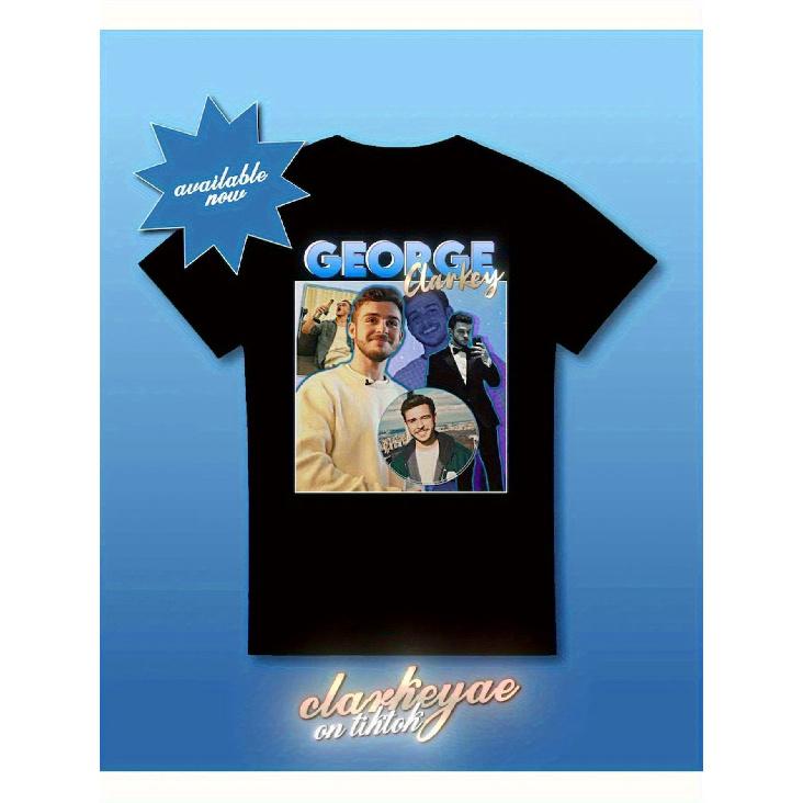 Men'S Vintage "George Clarke" Graphic Tee - A Black Casual Crew Neck Shirt Featuring a Vibrant Cartoon Design, Short Sleeves, And a Comfortable Fit