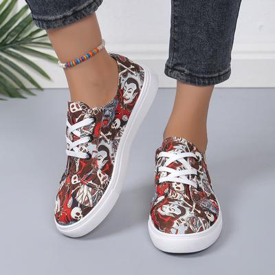 Мода 2024 года, кроссовки для отдыха с круглым носком и принтом, удобная спортивная обувь с плоской подошвой, Zapatillas Mujer